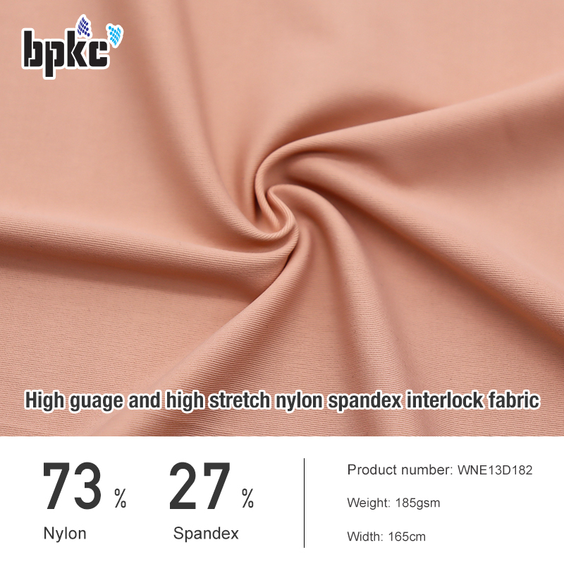 High guage and high stretch nylon spandex free cut interlock fabric